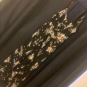 Black Maxi Dress w/ Floral Print, Size XL